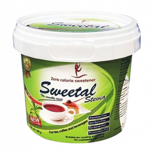 SWEETAL STEVIA ZERO CALORIE SWEETENER POWDER ( STEVIA 24 MG + ERYTHRITOL 976 MG ) 250 GM JAR